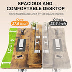 Veken 55"×27.6" Ergonomic Standing Desk with Drawers, Adjustable Height Home Office Desk with Monitor Riser, Computer Table for Work, Study, Gaming, Reading, Brown