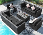 NICESOUL 10 Piece Outdoor Patio Furniture Set, Extra Large Wicker Modular Sectional with Side Tables, 29.3'' High Back Comfortable Rattan Conversations, Modern Couches Gray Color for Exteriors, Gray
