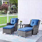 HUMMUH Outdoor Furniture Patio Furniture Set 7 Pieces Wicker Outdoor Sectional Sofa with Swivel Rocking Chairs,Patio Ottomans,Coffee Side Table