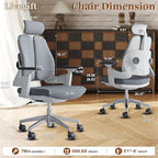Ergonomic Office Chair Desk Chair Dual-backrest Computer Chair with Flexible Lumbar Support and Adjustable Height, 500lbs Extra Wide Seat with Wheels, for Home & Office Use Grey
