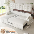 Ucloveria Sleeper Sofa Bed, 86" Convertible Sectional Sofa Couches for Living Room, Pull Out Couch Bed with Reversible Storage Chaise | USB Ports | Side Pockets | Removable Backrest
