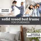 DG Casa Vandermark Solid Wood Easy Install Twin Bed Frame with Unique Headboard and Wooden Slat Support Included No Box Spring Required - Beige Walnut