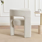 KINWELL 28" W Modern Boucle Accent Chair, Mid Century Upholstered Square Armchair, No Assembly Single Sofa Side Chair for Living Room Lounge Bedroom (Cream)