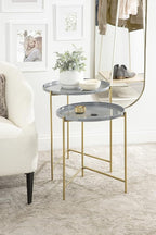 Kate and Laurel Ulani Modern Nesting Side Table, Set of 2, Gray and Gold, Sophisticated Glam End Tables for Storage and Display