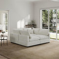Linen Sleeper Sofa Bed,Modern Sectional Sofa Couch for Living Room,67 Inch Cloud Couches Cushion Covers Removable,Cozy Feather Down Sofa for Apartment Cream White