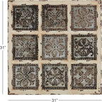 Deco 79 Metal Scroll Home Wall Decor Wall Sculpture with Embossed Details, Wall Art 31" x 2" x 31", White