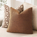 Foindtower Set of 2, Decorative Textured Boucle Throw Pillow Covers Accent Solid Pillow Cases Neutral Soft Cozy Couch Cushion Case for Chair Sofa Bedroom Living Room Home Decor 24x24 Inch Hazel Brown