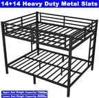 Upgraded Version Thicken Stronger Metal Heavy-Duty Queen Over Queen Bunk Bed, Bunkbed Frame for Adults with Ladders, Easy Assemble