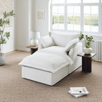 48” Oversized Chaise Lounge Chair, Modular Sectional Sofa, Down Fill Cloud Couch with Washable Cover, Single Seater with Ottoman, Sectional Couches for Living Room Apartments, Cream White