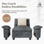 HERA'S HOUSE 124" Modular Sectional Sofa, Oversized U Shaped Couches for Living Room, Comfy Cloud Couch with Ottoman, 5-Seater Deep Seat Sofa with Throw Pillow, Chenille Blue