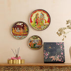 RITUALISTIC Ramayan Wall Plates for Home Decoration & living room | Metal Wall Décor | Devotional Gift | Wall Art | Wall showpiece | Home Décor Christmas Gift Items | Set of 3 plates