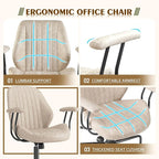 High Back Office Chair,Modern Swivel Office Chair,Brown Suede Fabric Gaming Chair,Height Adjustable Home Office Desk Chair with Lumbar Support