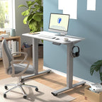FLEXISPOT EN1 One-Piece Adjustable Desk 40 x 24 Inches Stand Up Desk Workstation Electric Standing Desk with Seamless Desktop (Silver Frame + 40 inches White Top, 2 Packages)