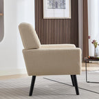 Dolonm Midcentury Modern Teddy Accent Chair with Arms, Upholstered Reading Side Chair Tufted Back Decorative Wingback Chair for Living Room Bedroom (White)
