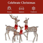 Best Choice Products 3-Piece Large Lighted Christmas Deer Family Set 5Ft Outdoor Yard Decoration with 360 LED Lights, Stakes, Zip Ties - Rattan