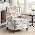 UIXE Pushback Recliner Chair, Fabric Upholstered Armchair Push Back Accent Chair for Living Room, Rivet Trim Home Theater Single Sofa Bedroom Reading Seat with Footrest - Beige Plants