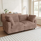 Modular Sectional Sofa, 78.74" Oversized Loveseat Sofa, Deep Seat Cloud Couch, 2 Seat Comfy Couches for Living Room, Plush Couch Cushion Covers Removable, Brown
