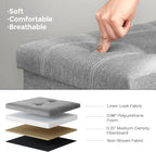 SONGMICS MAZIE Collection - 30 Inches Ottoman Storage Bench, 21 Gal. Folding Chest with Breathable Linen-Look Fabric, Load up to 660 lb, for Entryway, Living Room, Bedroom, Light Gray ULSF001G02