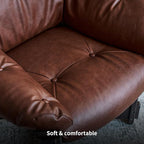 Mid-Century Modern Leather Lounge Chair, Solid Wood Frame, Comfortable upholstered Sofa Armchair