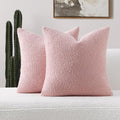 FUTEI Pack of 2 Pink Decorative Throw Pillow Covers 24x24 Inch Soft Cozy Solid Boucle Textured European Cushion Case,Modern Home Decor for Couch Bed Living Room