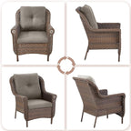 Patio Wicker Chairs Outdoor Furniture Chair - Set of 2 Outside All Weather Lawn Dining Brown Rattan Armchair with High Back&Deep Seating for Deck Porch Balcony Backyard Garden - Grey