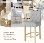 GOTMINSI 24" Bar Stools Set of 2 for Kitchen Island Upholstered Counter Height Bar Stools with Button Tufted Decoration Barstools Home Kitchen Island Wooden Bar Chairs Grey