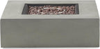 Christopher Knight Home Cape Coral Outdoor Aluminum Chat Set with Fire Table, Khaki / Light Grey