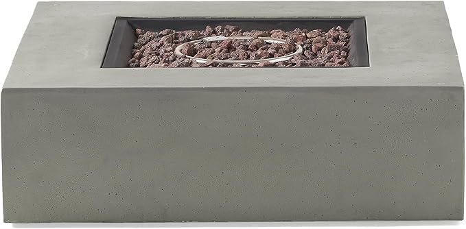 Christopher Knight Home Cape Coral Outdoor Aluminum Chat Set with Fire Table, Khaki / Light Grey