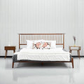 NTC Ruby Wooden Bed Frame with Headboard, Crafted from Walnut, Rubber Wood with Silent Slats and Wood Central Supports, 1000 Lb Capacity, Effortless Assembly, Queen - Dark Walnut