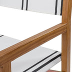 JONATHAN Y DRC1001B-SET2 Cukor Classic Vintage Outdoor Acacia Wood Folding Director Chair with Canvas Seat Mid-Century, Modern, Traditional, Classic, Coastal, White/Black Stripe/Teak Brown (Set of 2)