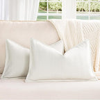 ZWJD Cream Pillow Covers 12x20 Set of 2 Chenille Throw Pillow Covers with Elegant Design Soft and Luxurious Decorative Throw Pillows for Couch, Bed, and Home Decor