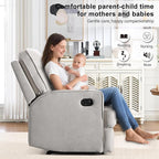 INZOY Manual Recliner with Thicker Backrest, Soft Fabric Manual Recliner with Overstuffed Cushion, Heavy Duty Reclining Sofa for Living Room Bedroom Apartment, Beige