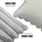 Neelvin Grey Faux Fur Cozy Soft Striped Decorative Throw Pillow Covers 20x20 inch Set of 2,Velvet Pillowcase Cushion Case for Sofa Couch