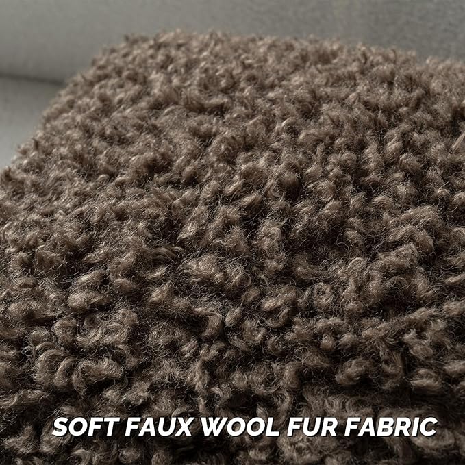 FUTEI Chocolate Decorative Throw Pillow Covers 26x26 Inch Set of 2,Soft Fluffy Faux Wool Fur Boucle Textured Euro Pillow Shams,Modern Home Decor for Couch Bed Living Room Office