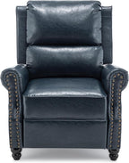 Faux Leather Recliner Chair, Modern Pushback Armchair with Adjustable Backrest & Footrest for Bedroom, Living Room (Dark Blue, Set of 2)