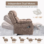 Big Man Power Lay Flat Lift Chair Oversized Recliner Dual Motor Heat Vibration for Elderly, Overstuffed Electric Extra Wide Recliners with Flip Arm Storage Cup Holders,USB Type C Charging