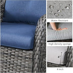 HUMMUH 9 Piece Patio Furniture PE Wikcer Outdoor Furniture Set with Sectional Sofa Swivel Patio Chairs Ottomans and Glass Coffee Table for Yard,Garden,Lawn