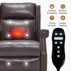Manual Recliner Chair with Massage & Lumbar Heat, Breathable Leather Reclining Chair for Adults, Humanized Design Easy to Install Living Room Recliners Brown