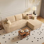 104" Cloud Sectional Couch with Chaise, Boneless L-Shaped Cloud Couch with Deep Seat, Soft Plush Modern Minimalist Sofa, Assembly Free Comfy Sofa for Office Living Room Apartment(Beige, Right Chaise)
