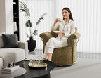 KEIKI Modern Comfy Swivel Accent Reading Chair, 360°Round Upholstered Barrel Armchair Single Club Lounge Sofa Chairs for Living Room,Bedroom, Office,Brown