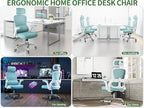 Office Chair - Ergonomic Office Chair with Back Support, Ergonomic Computer Chair - Home Office Desk Chairs, 400lbs Wide Seat Big and Tall Office Chairs with Headrest, Comfy Desk Chairs(Blue)