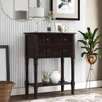 Knocbel Slim Antique Entry Console Table with Drawers & Bottom Open Shelf, Solid Wood Sofa Couch Table for Entryway Hallway Living Room (Espresso)