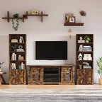 MXV Bookshelf Bookcase with Doors, 6 Tier 71" Tall Wooden Storage Shelves Organizer, Floor Standing Display Cabinet Shelves, Home Decor Furniture for Home Office, Living Room, Bedroom, Brown