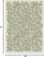 RUGGABLE x Morris & Co Machine Washable Area Rug – Pure Willow Boughs Green 5x7, Stain-Resistant, Non-Slip – Medium Rugs for Living Room, Bedroom, Hallway, Entryway & Office–with Cushioned Pad