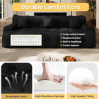 114'' Oversized Sectional Couches for Living Room Boneless Modular Sectional Sofa Plush Cloud Modular Couch Modern Sectionals with Deep Seat, No Assembly Required, 3 Seater, Black
