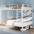 Merax Full Over Full Metal Bunk Bed with Ladder and high Guardrail, Able to Split, Storage Space, No Box Spring Needed, Noise Free, White