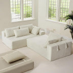 108" Modular Sectional Couch Sofa with L-Shape Chaise, Modern Cloud Comfy Sofa with Deep Seat, Upholstered Couches for Living Room Bedroom, No Assembly Required (Beige Left Facing Chaise)