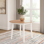 Signature Design by Ashley Gesthaven Farmhouse Dining Drop Leaf Table with 4 Legs, Light Brown & White