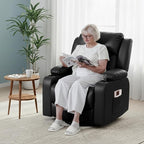 FLEXISPOT XL31 Power Lift Recliner Chair for Elderly, Electric Lift Chair with Massage & Heat, PU Leather Reclining Sofa w/Cup Holders, Side Pockets for Living Room Bedroom(Medium Size,Black)