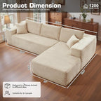 106" Cloud Sectional Couch with Chaise Lounge,L Shaped Modular Modern Sofa,Comfy Corduroy Fluffy Couches with Deep Seat,No Assembly Required Couch for Living Room(Right,Plush Corduroy,Beige)